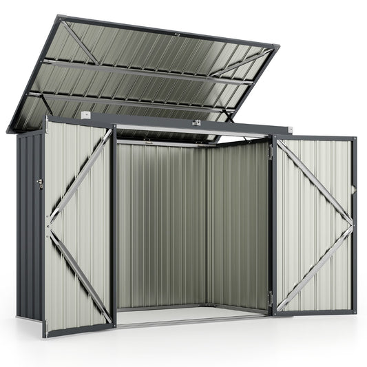 LIVSK Tuinschuur - Dubbel Openingssysteem met Gasveren - Veiligheidsslot - Voor Tuingereedschap - 172 x 95,5 x 130 cm - Zwart