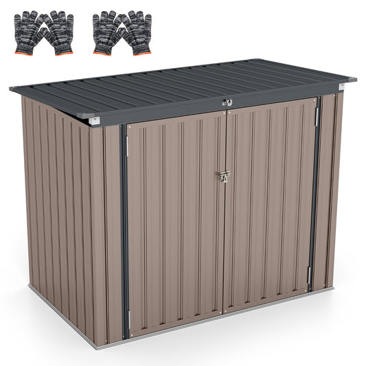 LIVSK Tuinschuur - Dubbel Openingsysteem - Gegalvaniseerd Metaal - 172 x 95,5 x 130 cm - Voor Tuin en Buiten - Bruin
