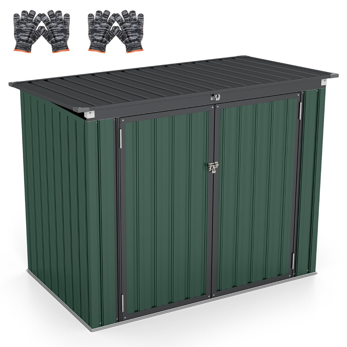 LIVSK Tuinschuur met Dubbel Openingssysteem - Gegalvaniseerd Metaal - Veiligheidsslot - 172 x 95,5 x 130 cm - Groen