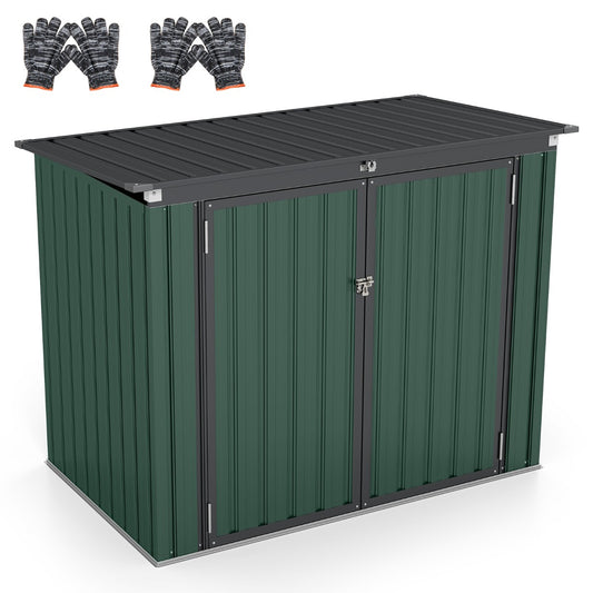 LIVSK Tuinschuur met Dubbel Openingssysteem - Gegalvaniseerd Metaal - Veiligheidsslot - 172 x 95,5 x 130 cm - Groen