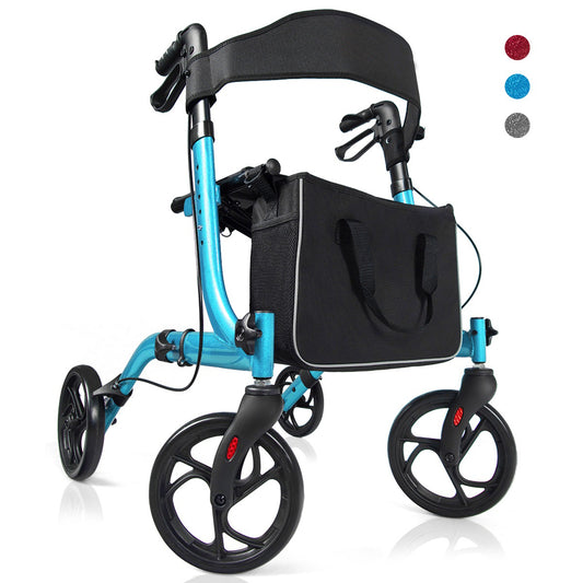 LIVSK Opvouwbare Lichtgewicht Rollator - Hoogteverstelbaar - Ergonomische Handgrepen - Dubbel Remsysteem - Inclusief Opbergzak