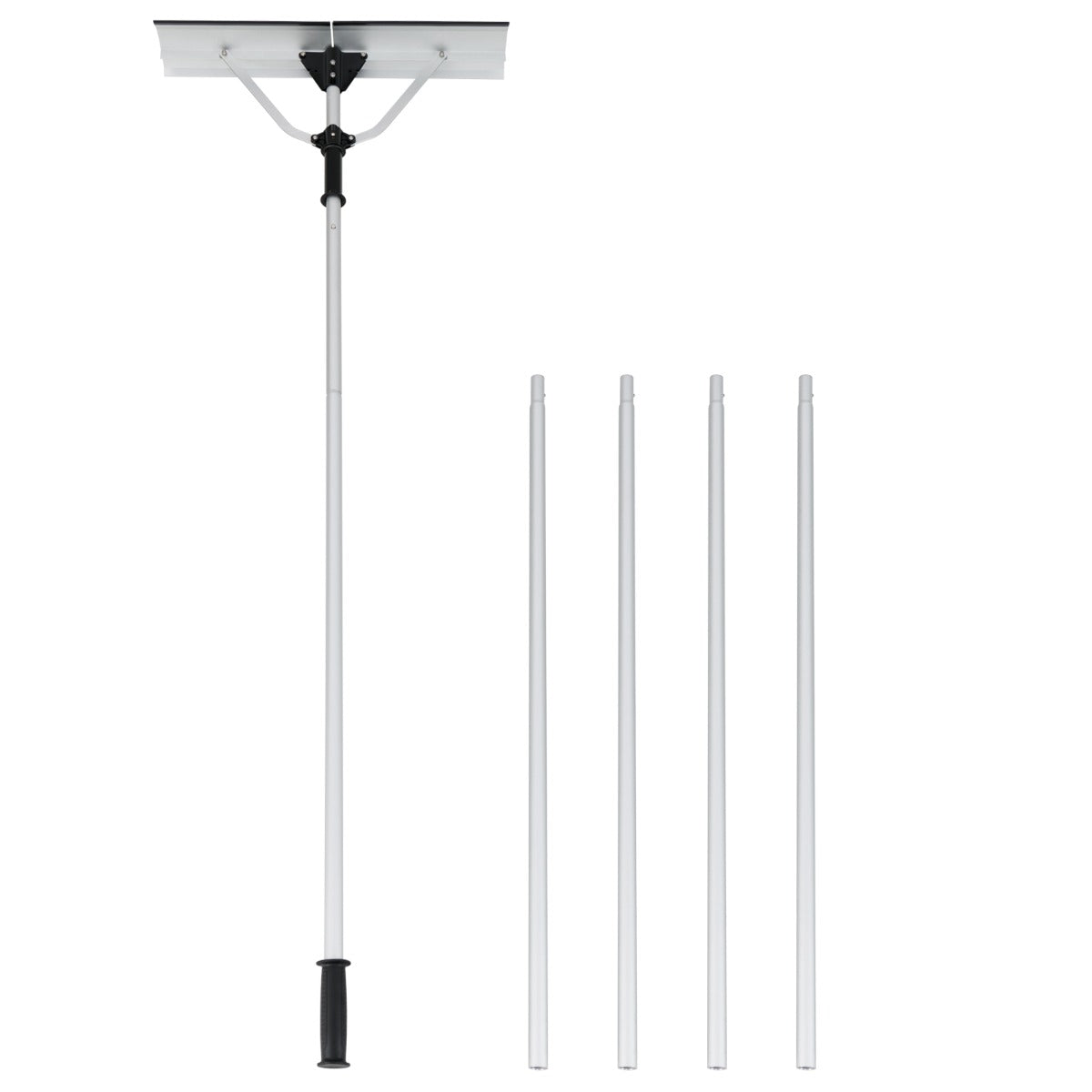 LIVSK Verstelbare Sneeuwhark - Inklapbare Kop - 5 Verstelbare Stangen tot 634 cm - Duurzaam Aluminium - Zilver