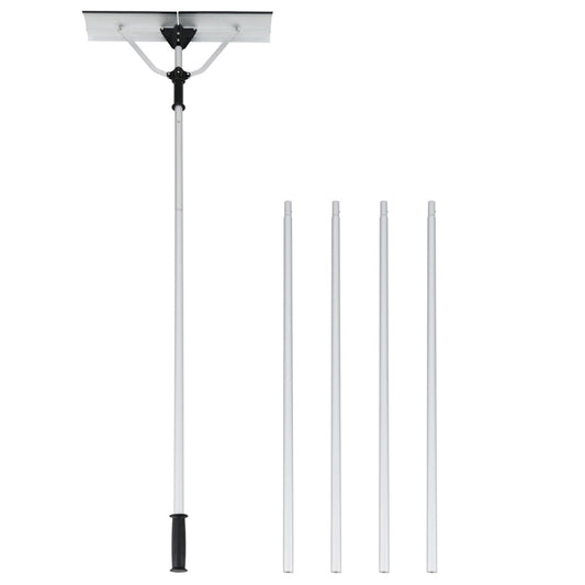 LIVSK Verstelbare Sneeuwhark - Inklapbare Kop - 5 Verstelbare Stangen tot 634 cm - Duurzaam Aluminium - Zilver