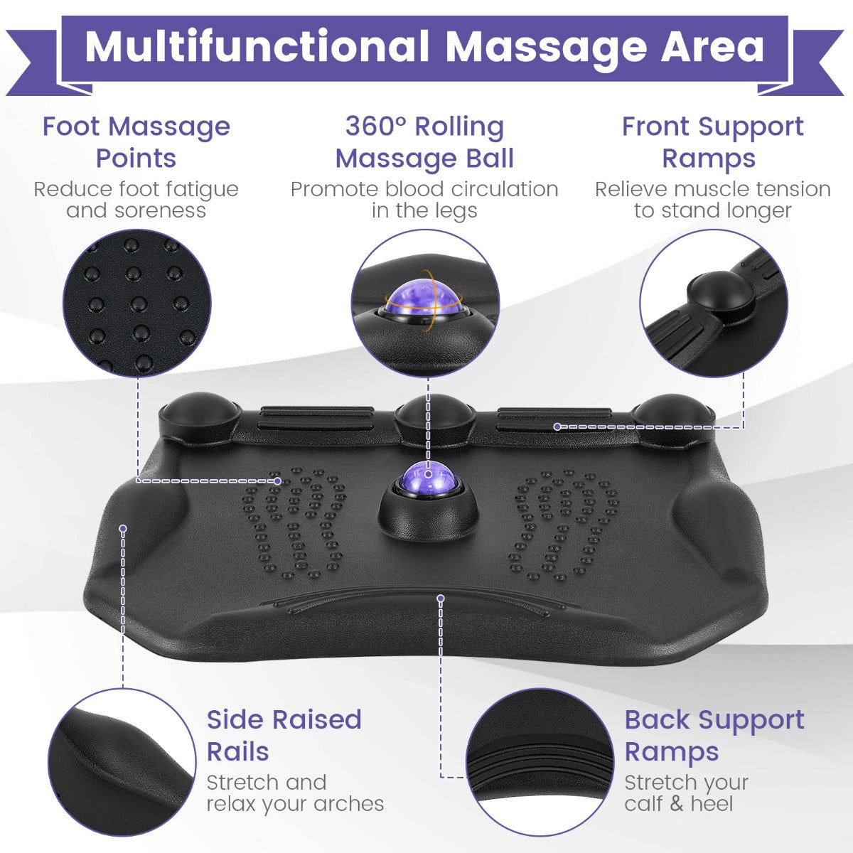 LIVSK Ergonomische Anti-Vermoeidheidsmat - 360° Massagebal - Antislip - Duurzaam en Eenvoudig te Reinigen - 59,5 x 52,5 x 6,5 cm