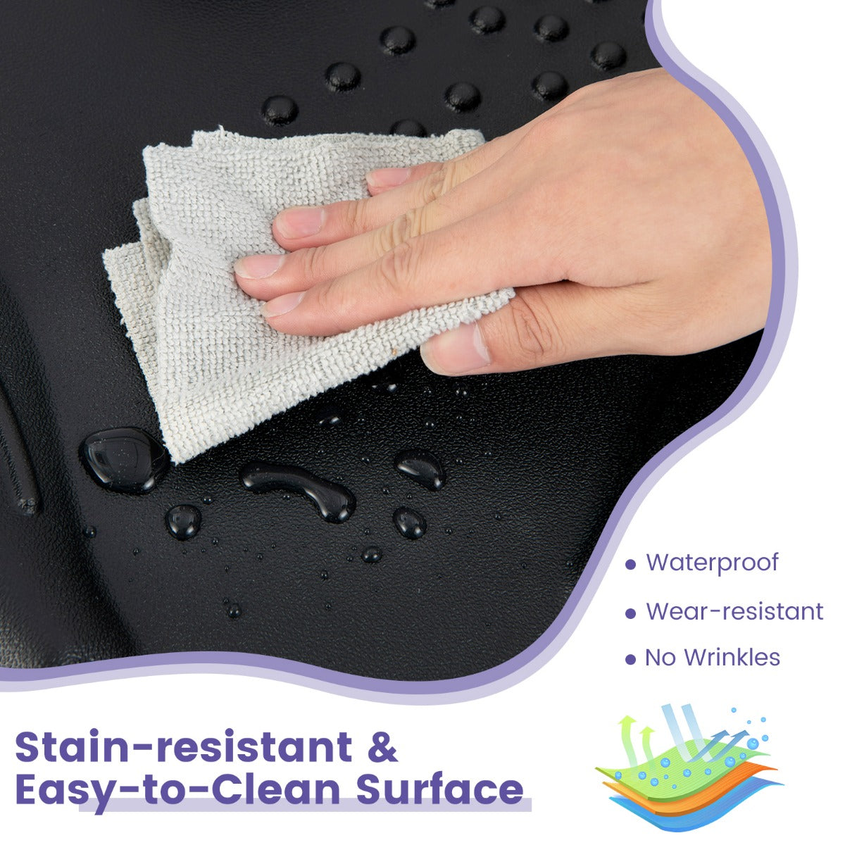 LIVSK Ergonomische Anti-Vermoeidheidsmat - 360° Massagebal - Antislip - Duurzaam en Eenvoudig te Reinigen - 59,5 x 52,5 x 6,5 cm