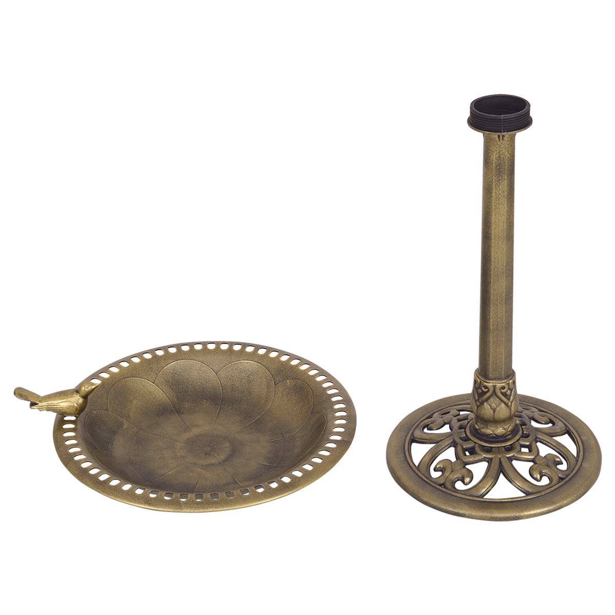 LIVSK Vogelvoeder met Elegant Voetstuk - Ideaal voor Kleine Zangvogels - Duurzaam PP - 3,03L Capaciteit - 50 cm x 76 cm - Goud