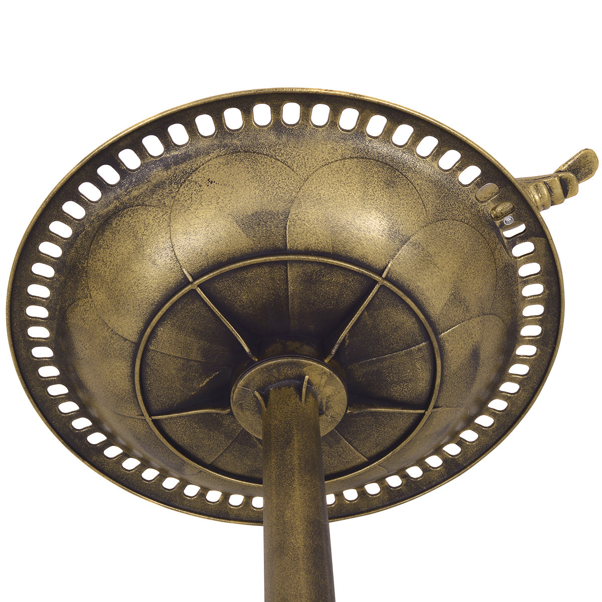 LIVSK Vogelvoeder met Elegant Voetstuk - Ideaal voor Kleine Zangvogels - Duurzaam PP - 3,03L Capaciteit - 50 cm x 76 cm - Goud