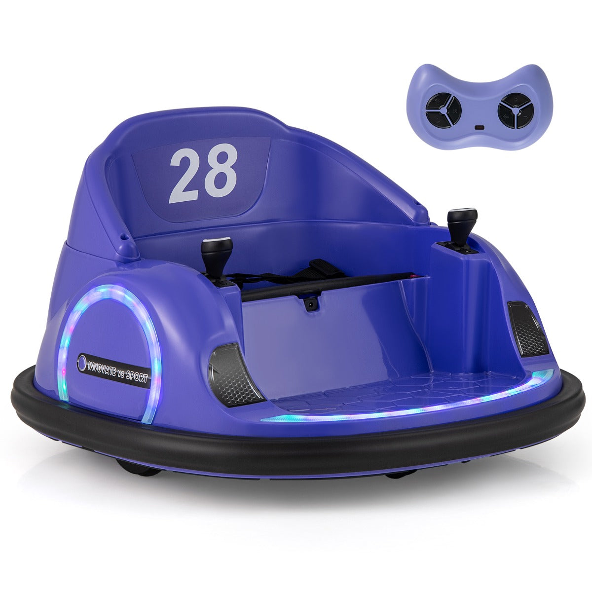 LIVSK Elektrische Autoscooter voor Kinderen - 2 Besturingsmodi - 360° Draaien - Muziek en Licht - Voor 18 maanden en ouder - Paars