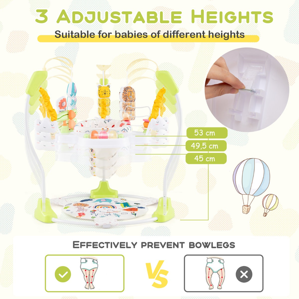 LIVSK Baby Loopwagen - 3 Verstelbare Hoogtes - 360° Draaibare Zitting - Interactief Speelgoed - Voor Baby's - Geel