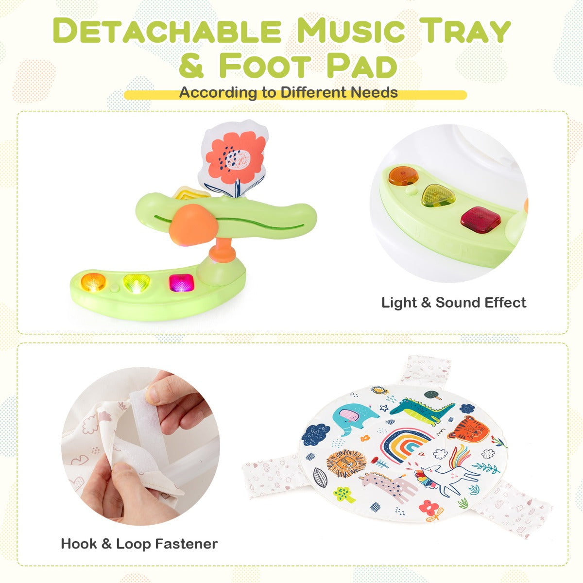 LIVSK Baby Loopwagen - 3 Verstelbare Hoogtes - 360° Draaibare Zitting - Interactief Speelgoed - Voor Baby's - Geel