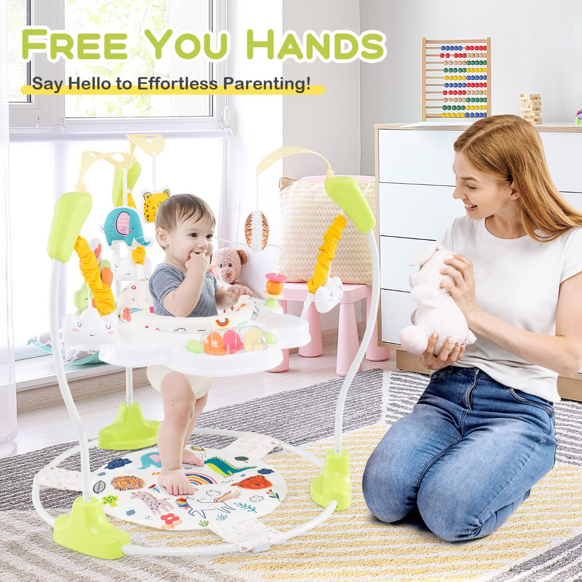 LIVSK Baby Loopwagen - 3 Verstelbare Hoogtes - 360° Draaibare Zitting - Interactief Speelgoed - Voor Baby's - Geel