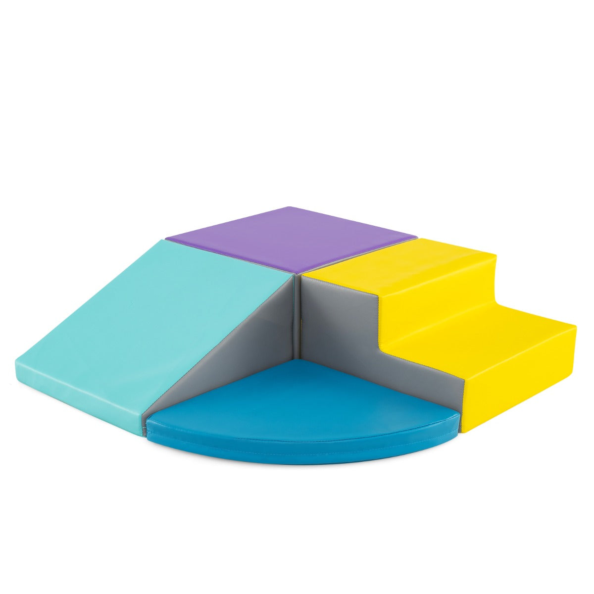 LIVSK Zachte Speelset 4-delig - Veilige Blokken met Glijbaan en Opstapje - Stimuleert Creativiteit en Ontwikkeling - Zoals