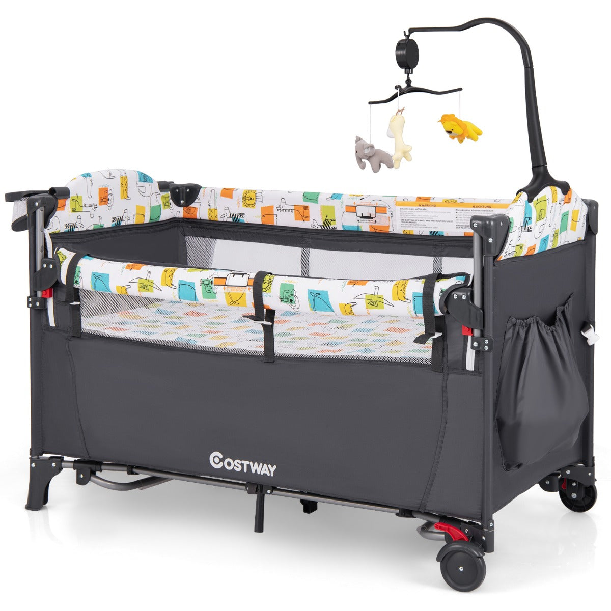 LIVSK 5-in-1 Babybedje - Multifunctioneel met Verschoontafel en Activiteiten Centrum - Veiligheidsbescherming - 125 x 66 x 83 cm