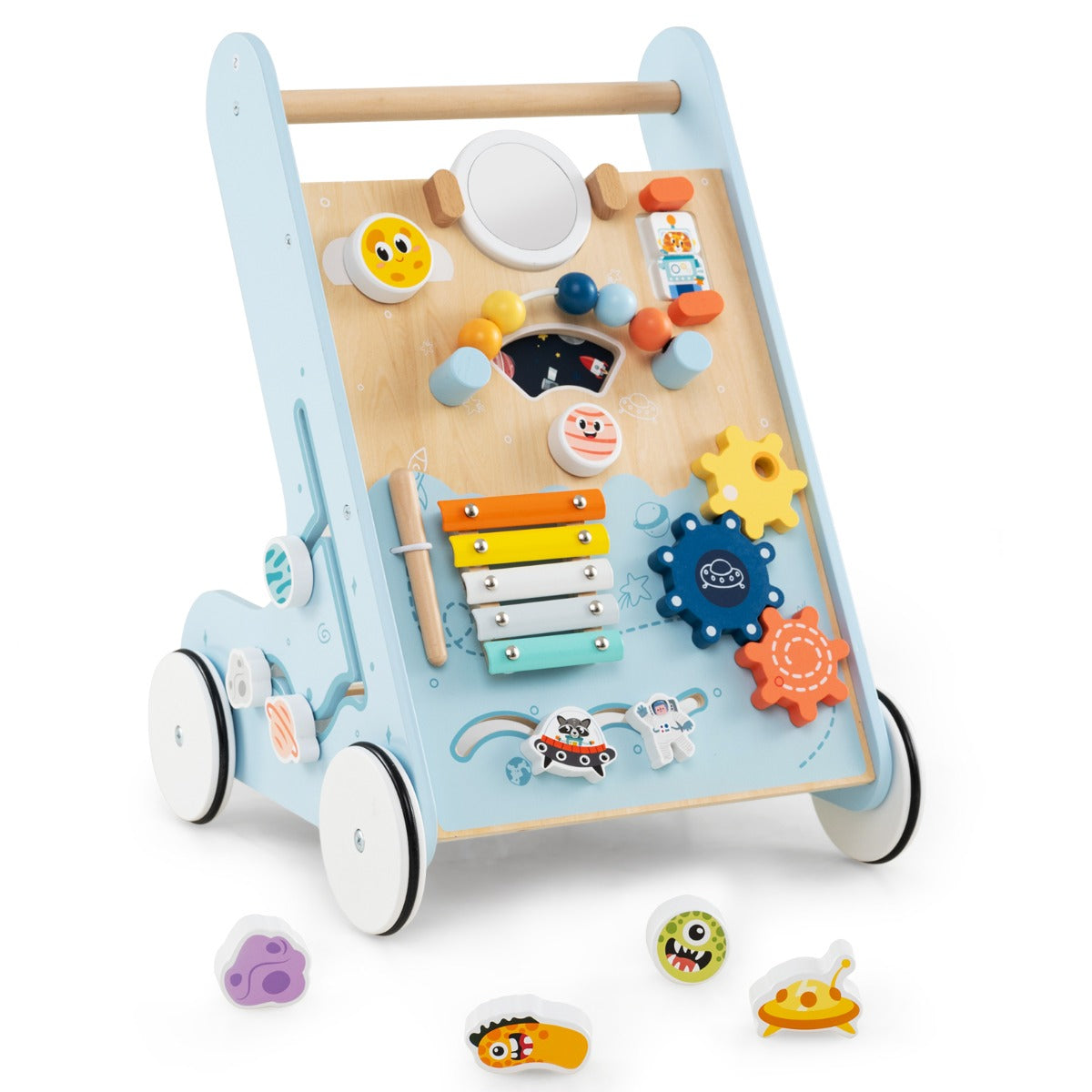 LIVSK Interactieve Loopwagen - 8-in-1 Activiteitencentrum - Veilig en Stabiel - Voor Peuters vanaf 1 Jaar - Groen/Blauw