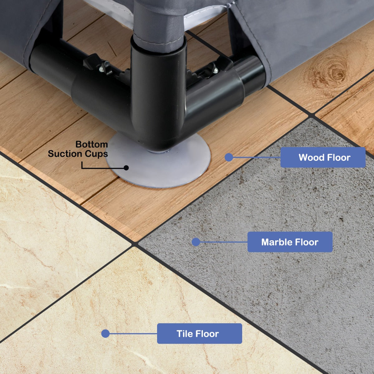 LIVSK Extra Grote Baby Speelbox - Ruime Speelruimte 206 x 185,5 x 68 cm - Anti-slip Basis - 360° Zichtbaarheid - Donkergrijs