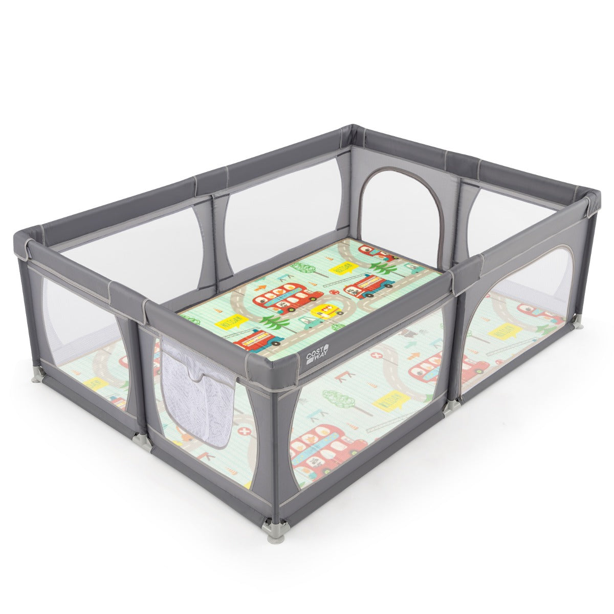 LIVSK Grondbox voor Baby's - Veilig en Ruim Speelgebied - Inclusief 50 Kleurrijke Ballen - Ademend Net - 206 x 147 x 68,5 cm -