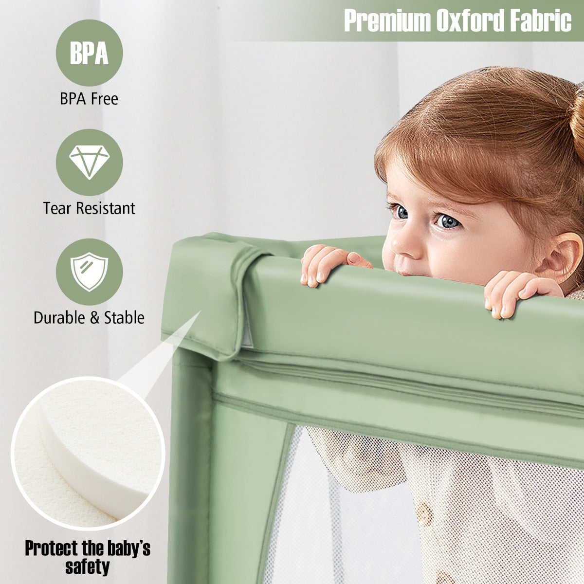 LIVSK Grondbox voor Baby's met Ritssluiting en 50 Ballen - Veilig en Ruim Speelgebied - Oxford-Stof - 206 x 147 x 68,5 cm - Blauw