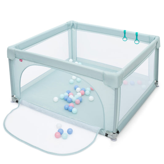 LIVSK Baby Speelbox - Veilige Speelruimte - Ademend Gaas - Duurzaam Stalen Frame - Inclusief 50 Oceaanballen - 126 x 126 x 68 cm