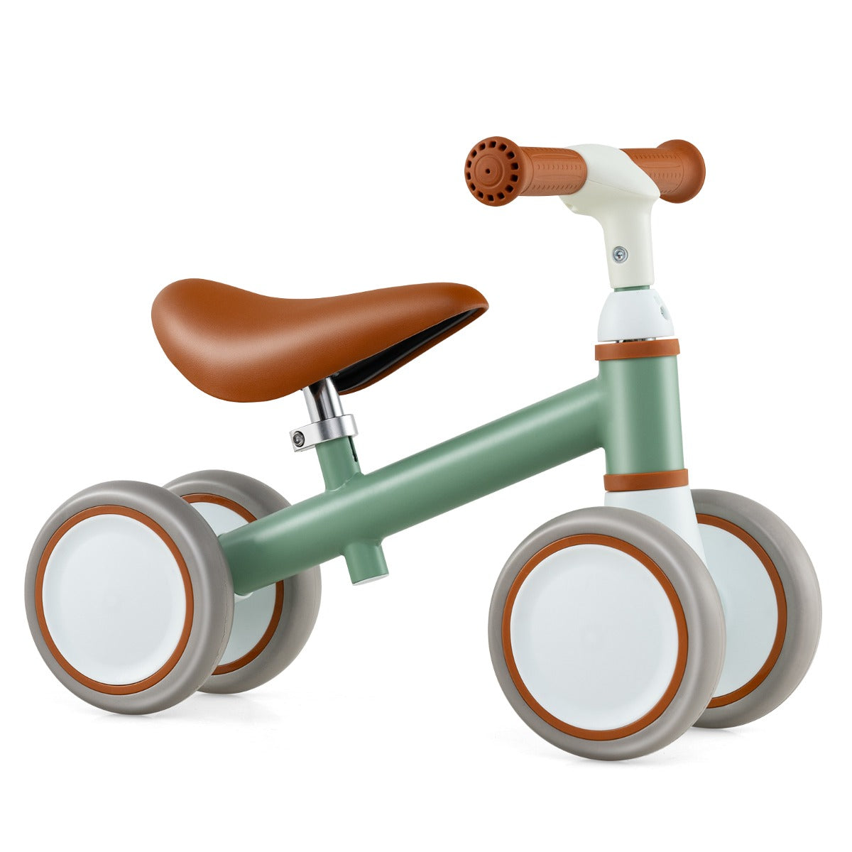 LIVSK Babyloopfiets Peuterloopfiets - In hoogte verstelbaar Stuur en Zadel - 4-wiel Stabiliteit - Antislip Handgrepen - Groen