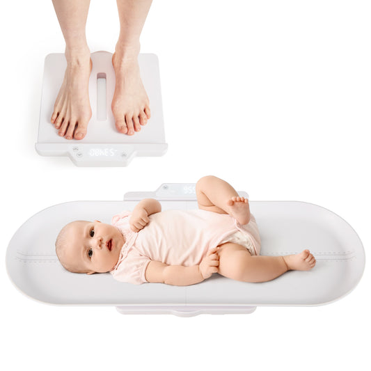 LIVSK Babyweegschaal - Digitaal met Afneembaar Plateau - APP-integratie - 50 g tot 150 kg - LED-scherm - Wit