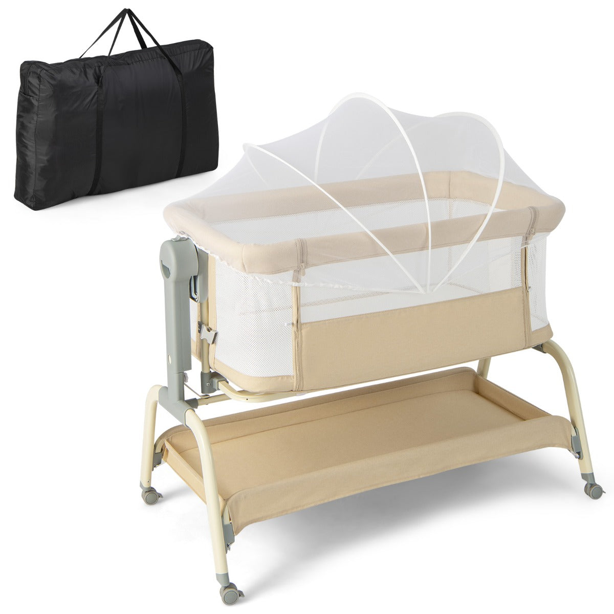LIVSK 4-in-1 Wiegverhoger - Veilig en Comfortabel - 6 Verstelbare Hoogtes - Inclusief Draagtas - Tot 9 kg - Grijs