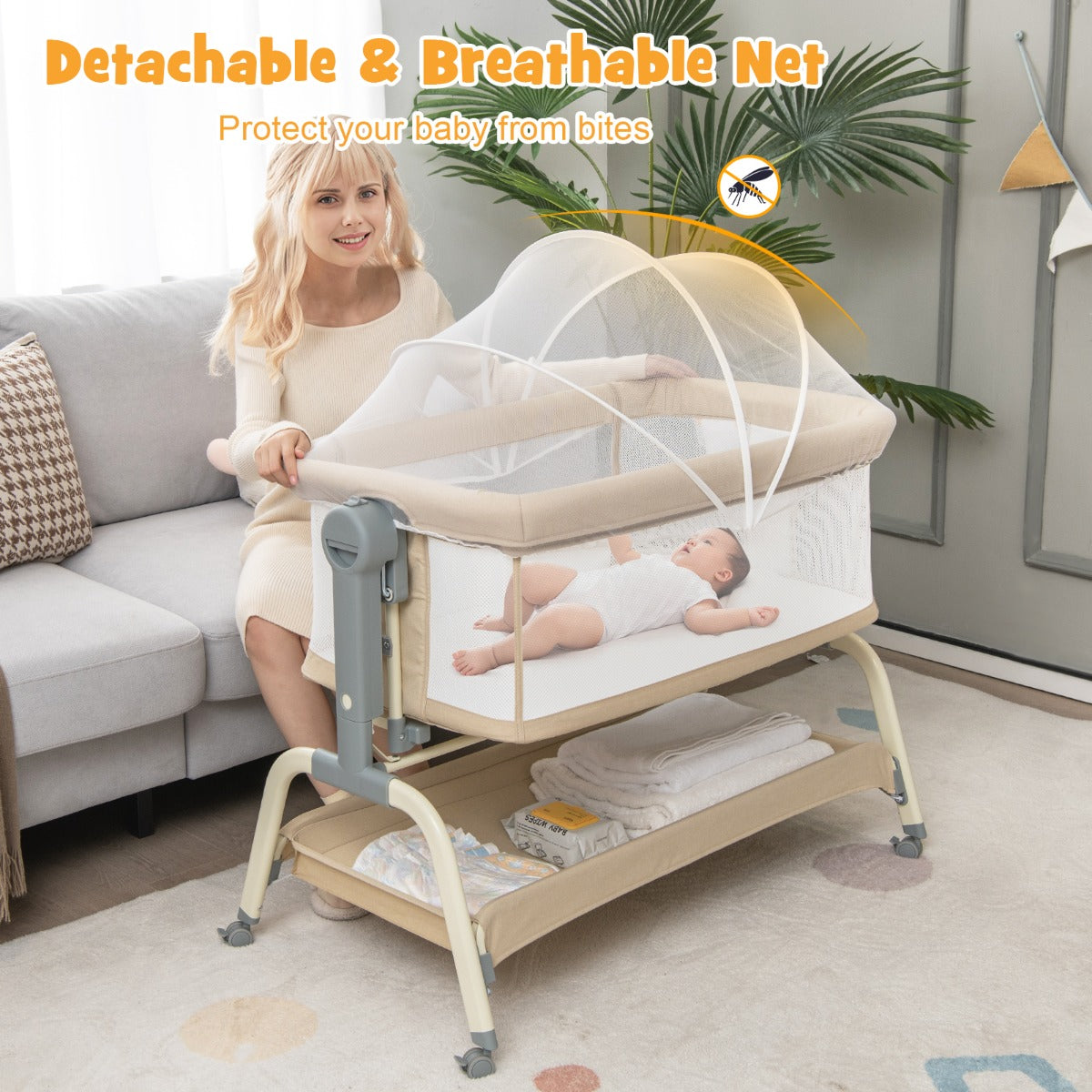 LIVSK 4-in-1 Wiegverhoger - Veilig en Comfortabel - 6 Verstelbare Hoogtes - Inclusief Draagtas - Tot 9 kg - Grijs