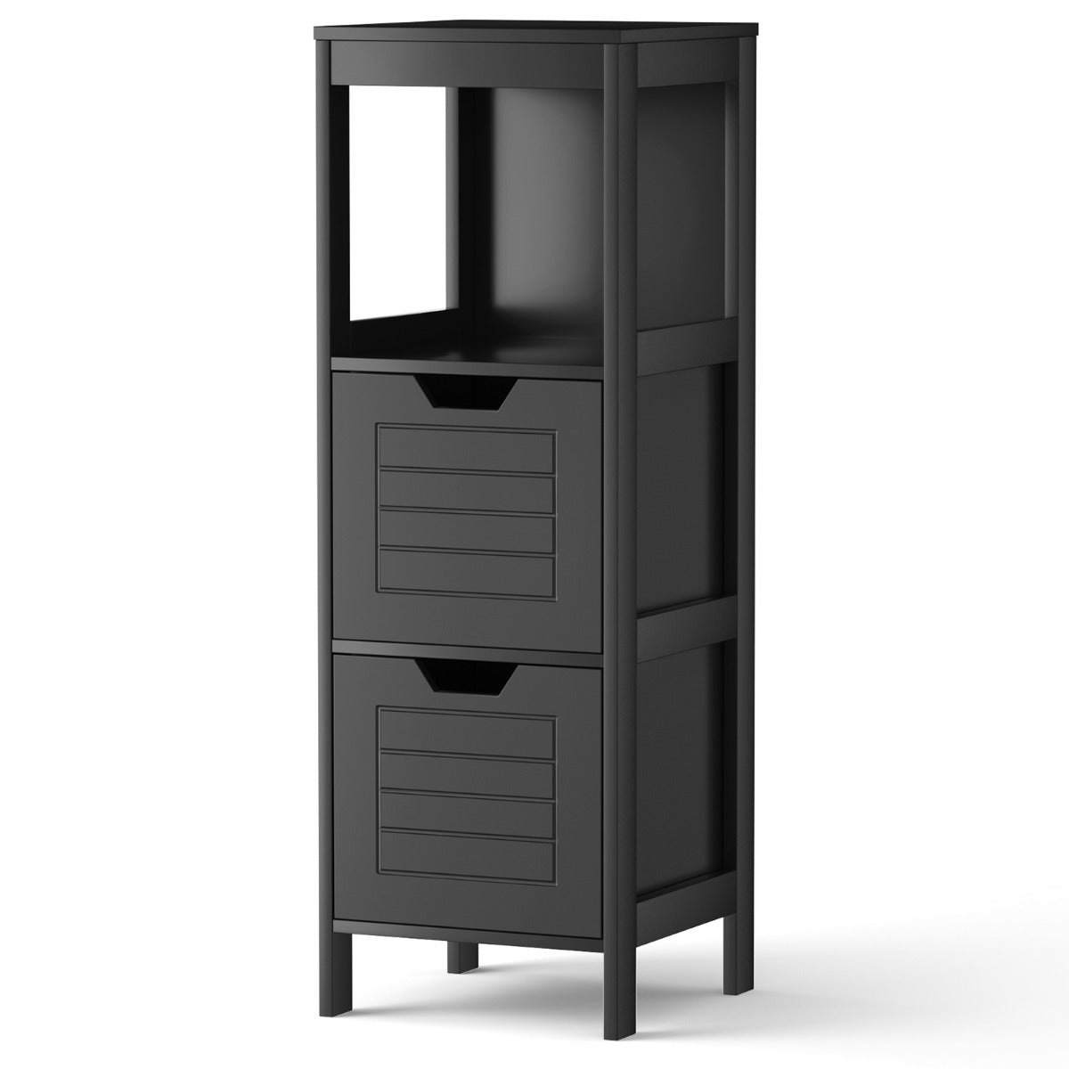 LIVSK Badkamerkast met 2 Laden - Modern Design - Drie Niveaus - Hoogwaardige MDF - Eenvoudige Montage - 30 x 30 x 89 cm - Zwart