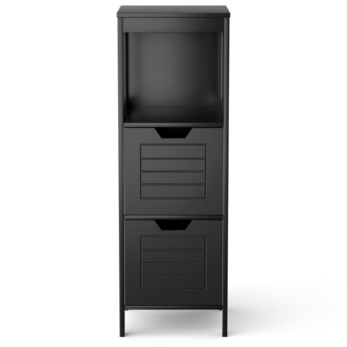 LIVSK Badkamerkast met 2 Laden - Modern Design - Drie Niveaus - Hoogwaardige MDF - Eenvoudige Montage - 30 x 30 x 89 cm - Zwart
