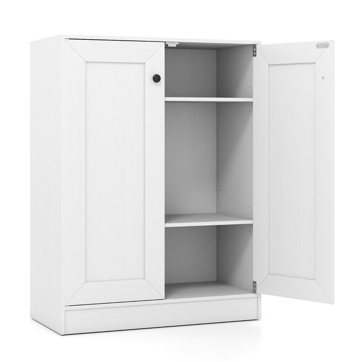 Livsk costway badkamer vloerkast houten opbergorganizer met deuren en verstelbare planken vrijstaande dressoirkast wit