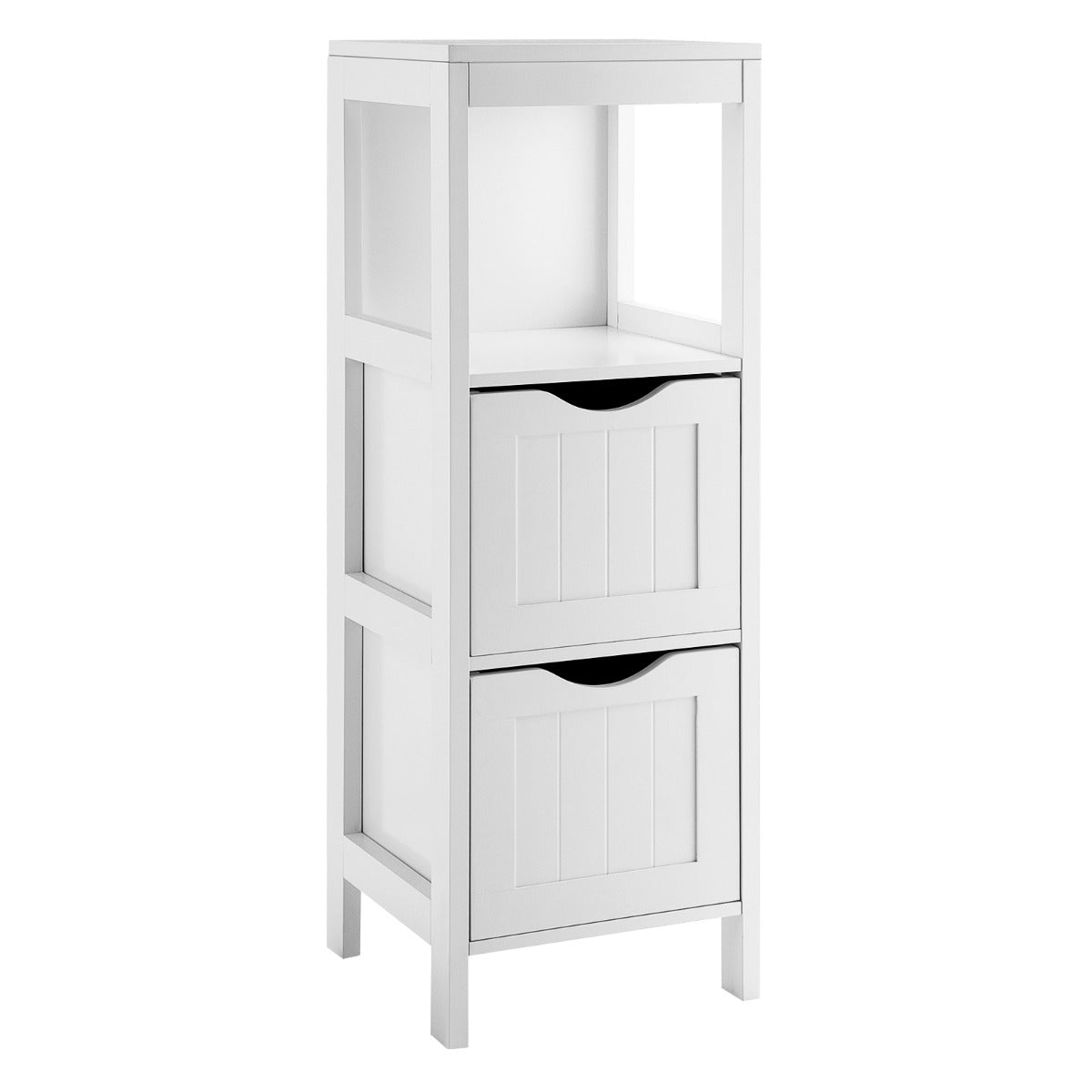LIVSK Vloerkast - 4 Niveaus - 2 Uitneembare Lades - Anti-Kantelmechanisme - Duurzaam MDF - 30 x 30 x 89 cm - Wit