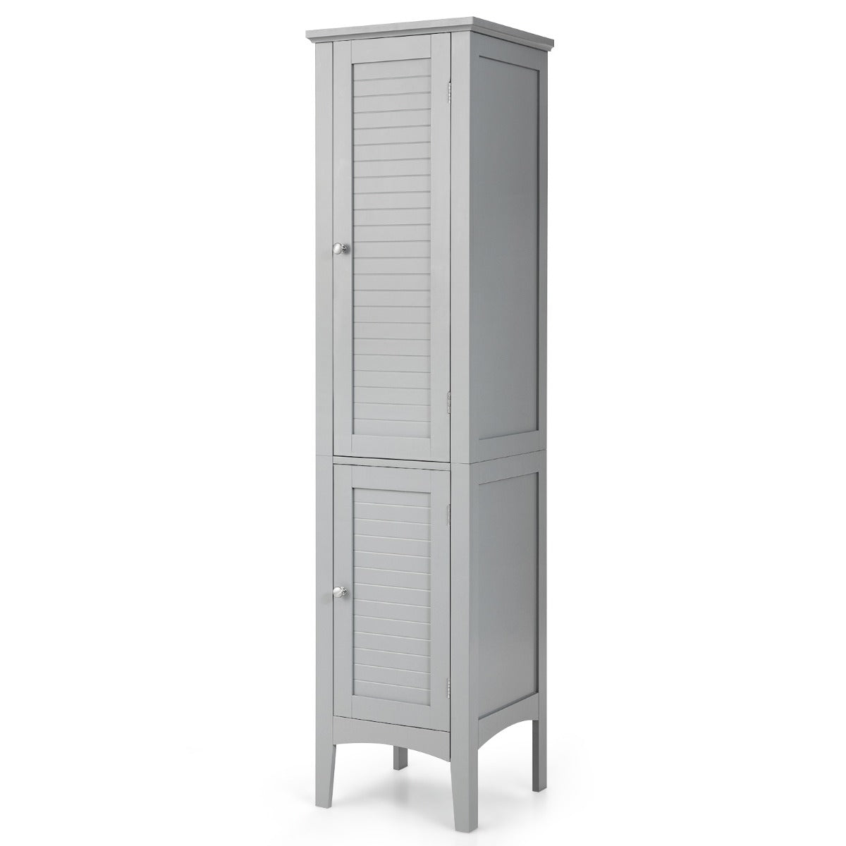 LIVSK Hoge Badkamerkast - 5 Planken met 2 Deuren - Waterdicht MDF - Verhoogde Poten - Modern Design - Grijs