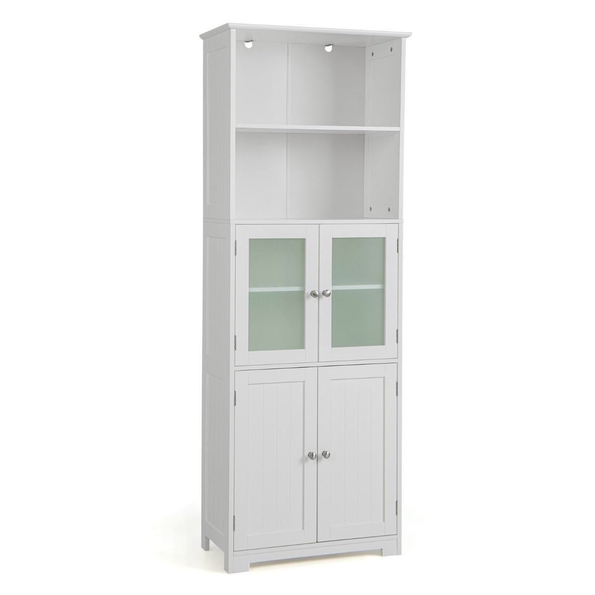 LIVSK Badkamerkast - 6 Niveaus met Verstelbare Planken - Hoogwaardig MDF - Veilig en Elegant - 60 x 30 x 163 cm - Wit