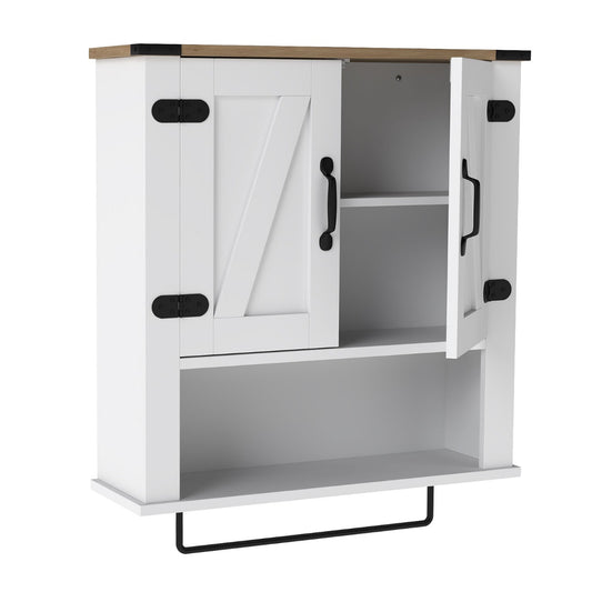 Livsk costway badkamerkast met handdoekhouder wandkast hout hangkast voor keuken badkamer en wasruimte
