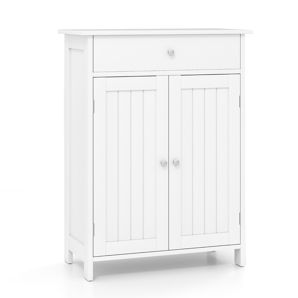 LIVSK Badkamerkast - Verstelbare Plank - 2 Deuren - Grote Lade - Kantelbeveiliging - Antislip - 60 x 30 x 80 cm - Wit