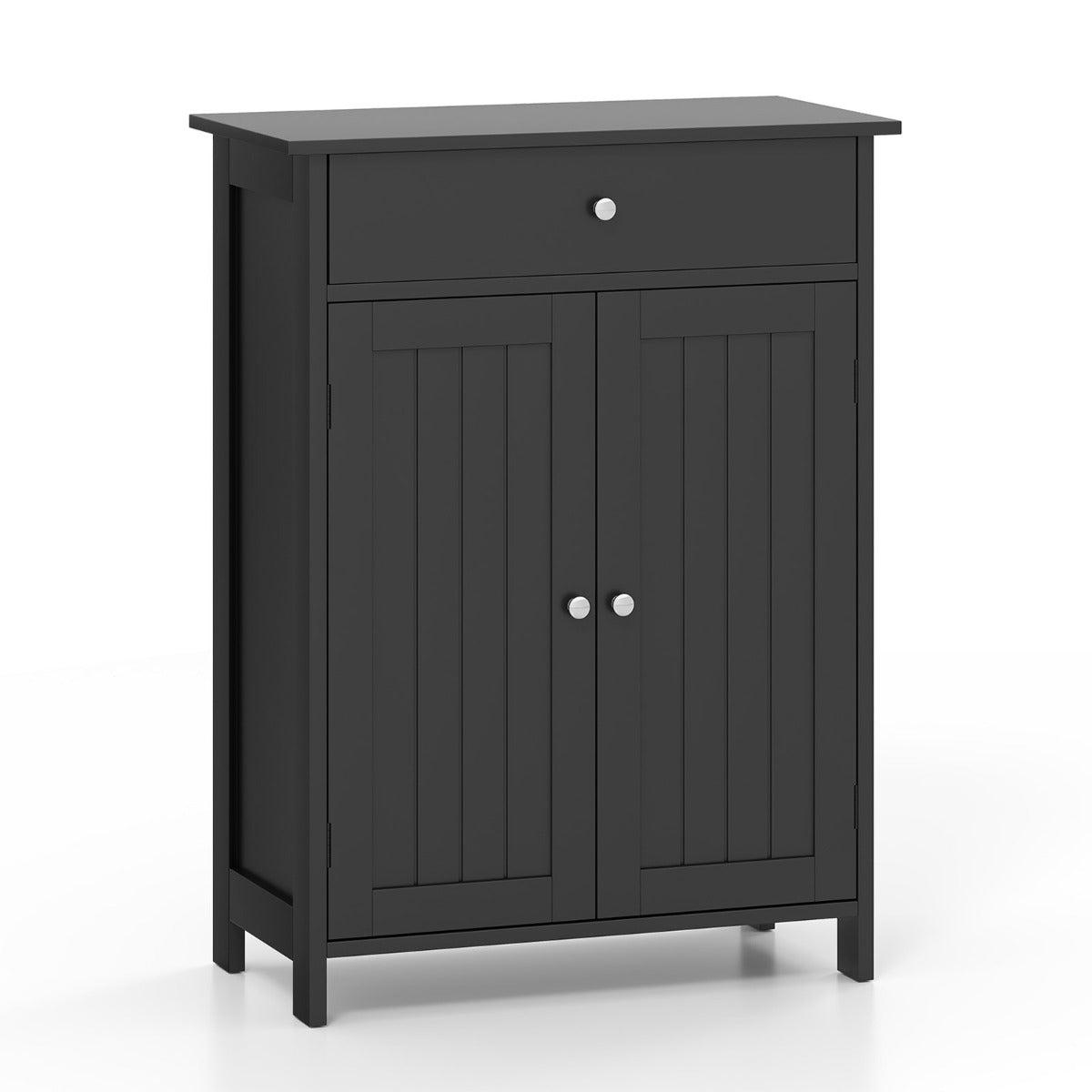 LIVSK Onderkast met 2 Deuren en Lade - Verstelbare Plank - Kantelbeveiliging - Antislip Voetjes - 60 x 30 x 80 cm - Zwart