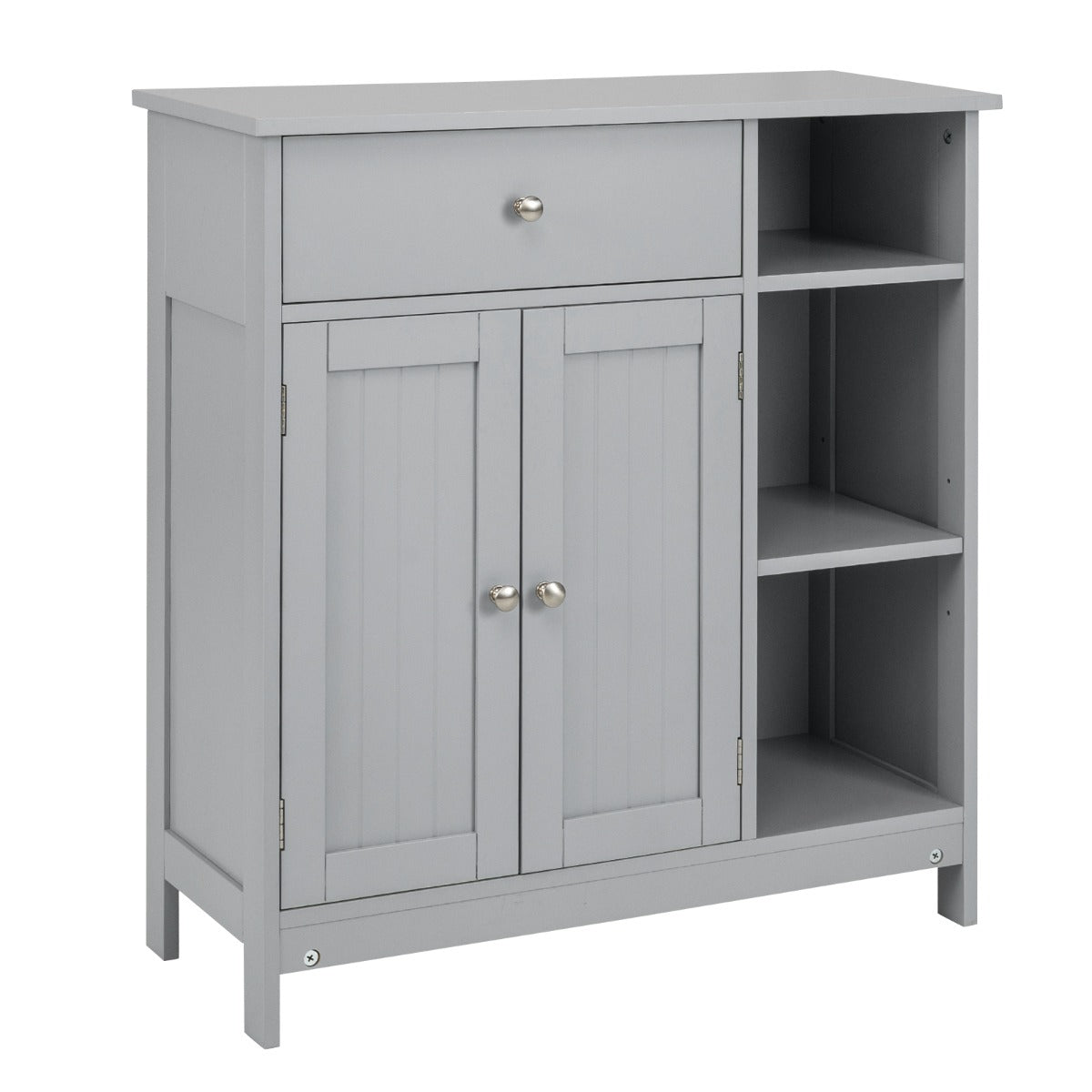 LIVSK Badkamerkast Onderkast - Verstelbare Plank - Grote Lade en 3 Open Vakken - Veiligheidsvoorzieningen - 75 x 30 x 80 cm -