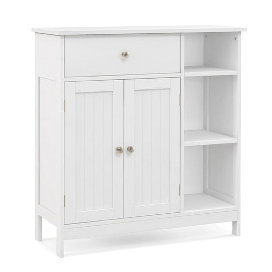 LIVSK Badkamerkast - Verstelbare Plank - Grote Lade en 3 Open Vakken - Veiligheid met Kantelbeveiliging - 75 x 30 x 80 cm - Wit