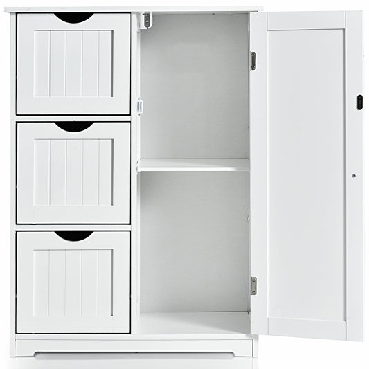 LIVSK Opbergkast met 3 Lades - Verstelbare Plank - Stevig MDF - Magnetische Sluiting - 60 x 30 x 81 cm - Wit