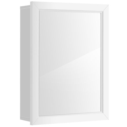 LIVSK Gespiegelde Wandkast Badkamer - Muurmontage - Verstelbare Plank - Veilig Magnetisch Slot - 50 x 16 x 66 cm - Wit