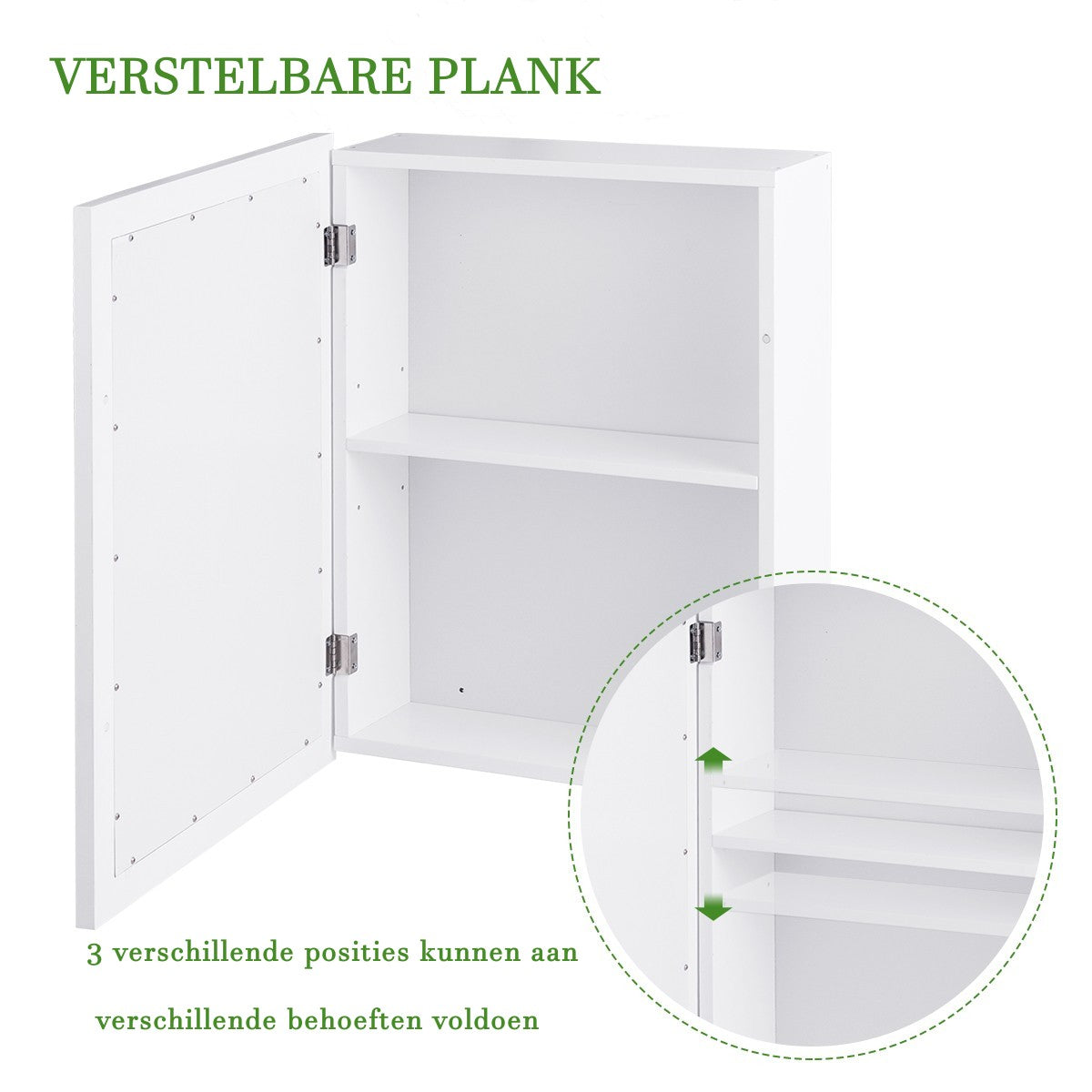 LIVSK Gespiegelde Wandkast Badkamer - Muurmontage - Verstelbare Plank - Veilig Magnetisch Slot - 50 x 16 x 66 cm - Wit