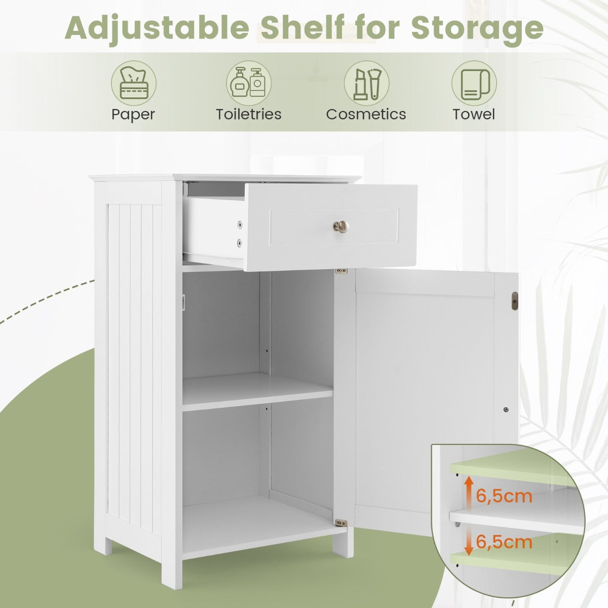 LIVSK Moderne Opbergkast - Ruime Verstelbare Plank & Lade - Duurzaam MDF - Veiligheidssystemen - 43 x 34 x 77 cm - Wit