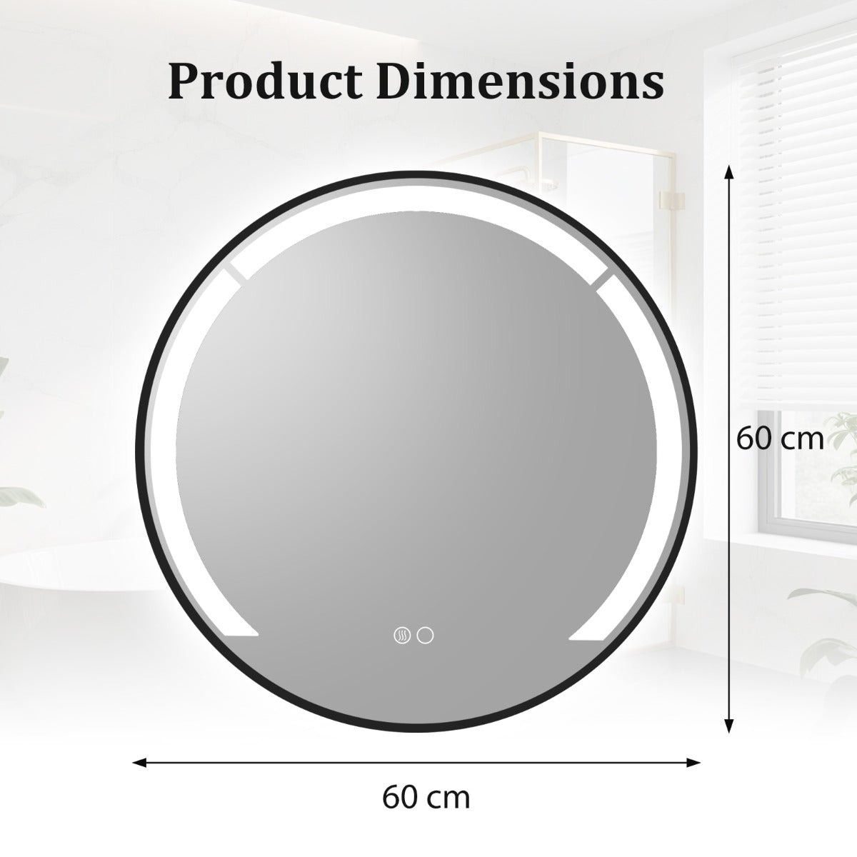 Livsk costway badkamerspiegel o 60 cm ronde badkamerspiegel met dimbare led verlichting 3 kleurtemperaturen 1 1
