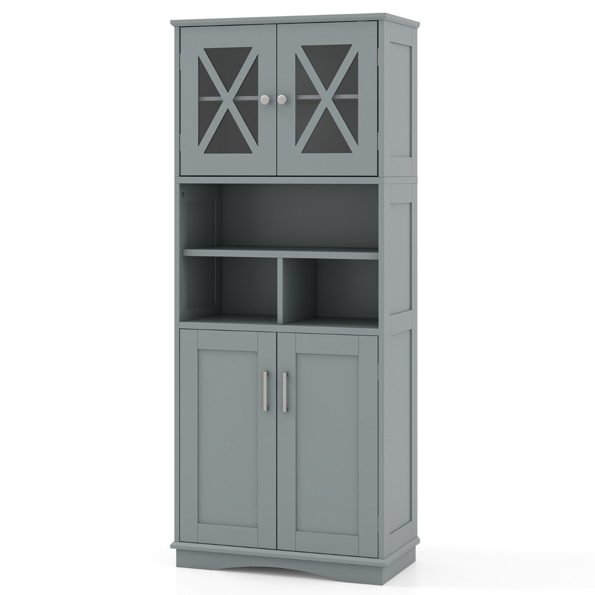 LIVSK Badkamerkast met Verstelbare Planken - Hoogwaardig MDF - Modern Design - Veilig voor Kinderen - 60 x 30 x 145 cm - Grijs