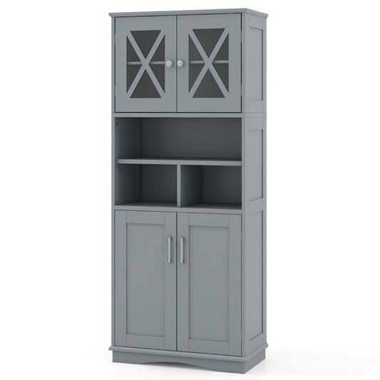 LIVSK Badkamerkast met Verstelbare Planken - Hoogwaardig MDF - Modern Design - Veilig voor Kinderen - 60 x 30 x 145 cm - Grijs