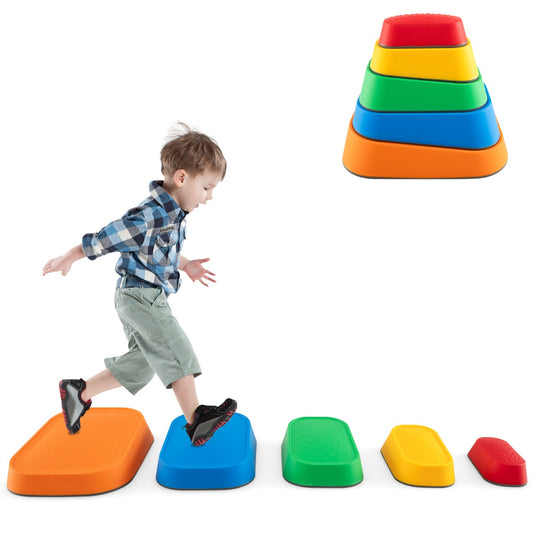LIVSK Stapelbare Stapsteenset voor Kinderen - 5 Kleuren - Antislip - Veilig en Duurzaam - Tot 80 kg - Meerkleurig