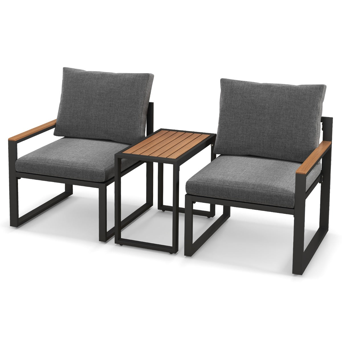 Livsk costway balkonmeubel weerbestendige tuinmeubelset met aluminium frame en zachte kussens balkonset met 2 stoelen en tafel terrasmeubels