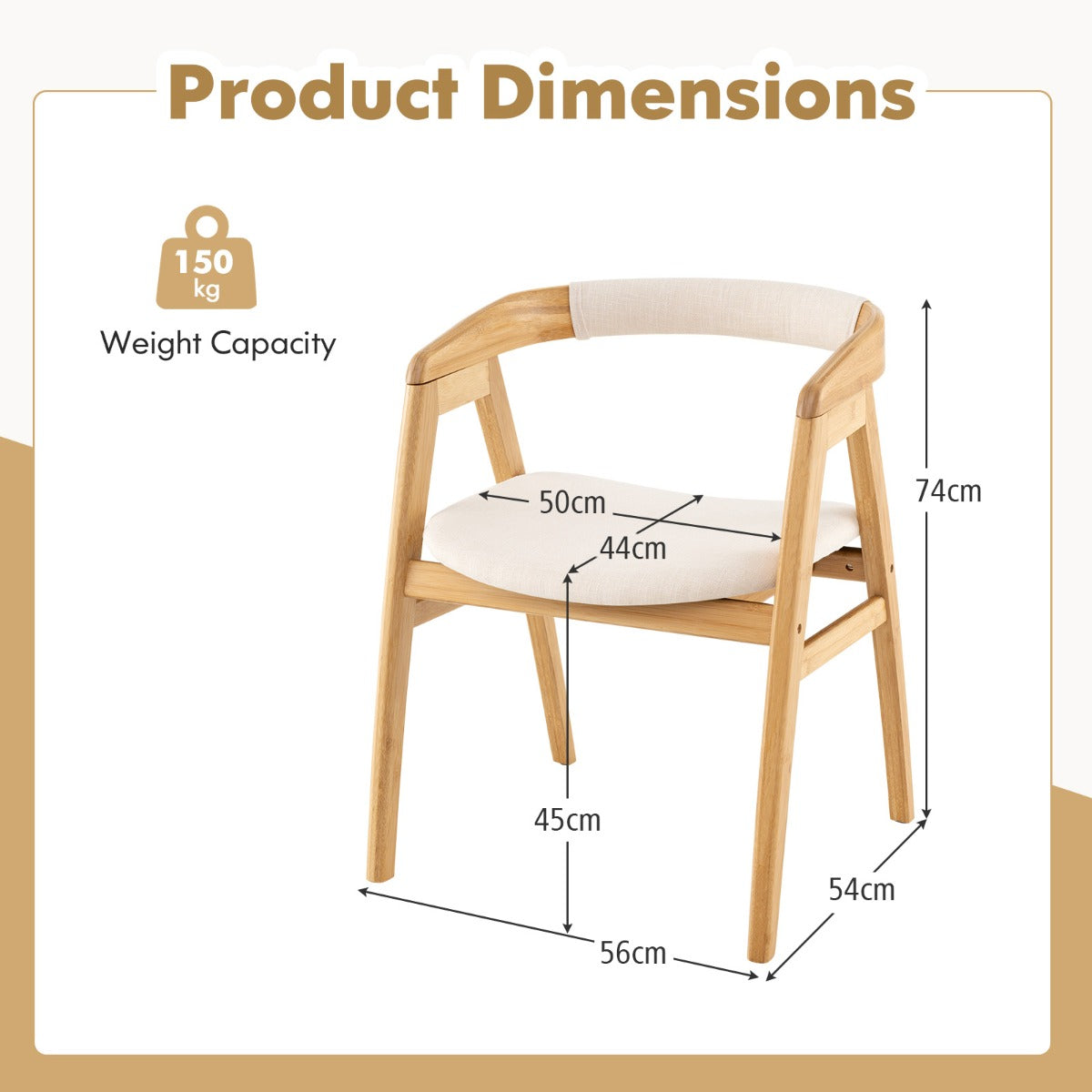 LIVSK Bamboe Loungestoel - Modern Design met Linnen Bekleding - Ergonomische Rugleuning - Antislip Voetdoppen - Tot 150 kg -