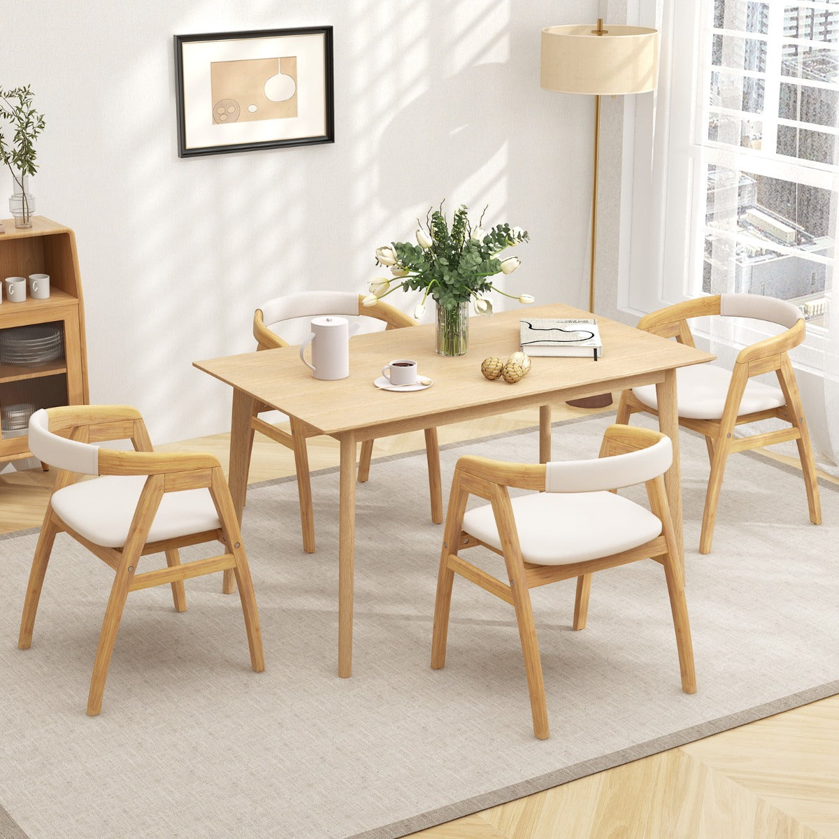 LIVSK Bamboe Loungestoel - Ergonomisch met Linnen Bekleding - Antislip - Duurzaam en Comfortabel - Tot 150 kg - Naturel