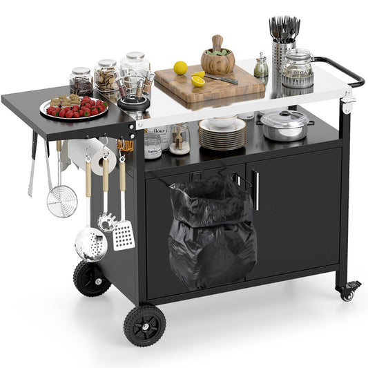 Livsk costway barbecuepaviljoen met barbecuewagen barbecueoverkappingen weerbestendig barbecuetafel outdoor