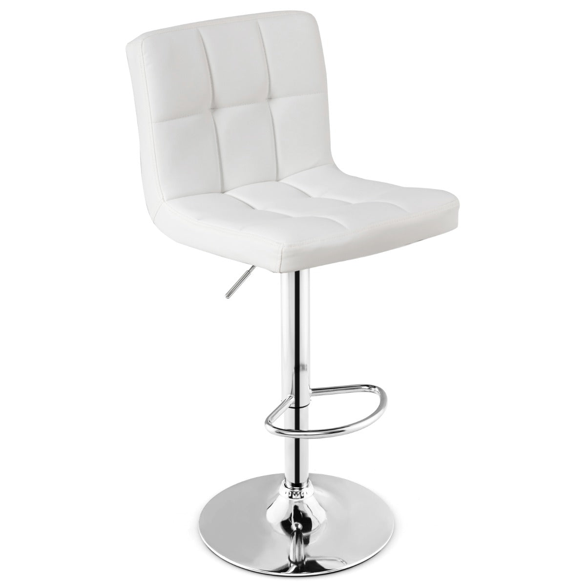 LIVSK Verstelbare Barstoelen - 360° Draaibaar - Schuine Rugleuning - Voetsteun - Tot 150 kg - Wit